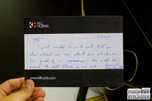 Kill Hubris Thank You Note