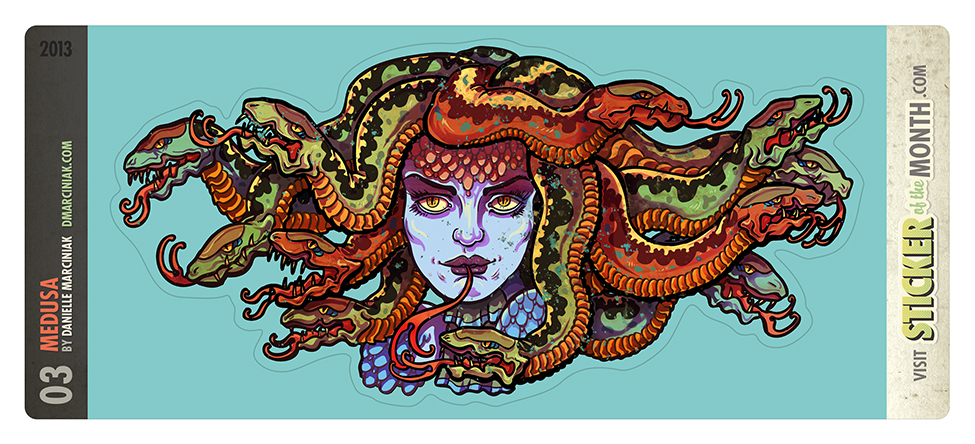 Medusa by Danielle Marciniak, Final Artwork on Sticker of the Month Template