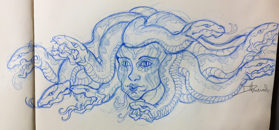 Medusa by Danielle Marciniak, First Round Rough Sketch