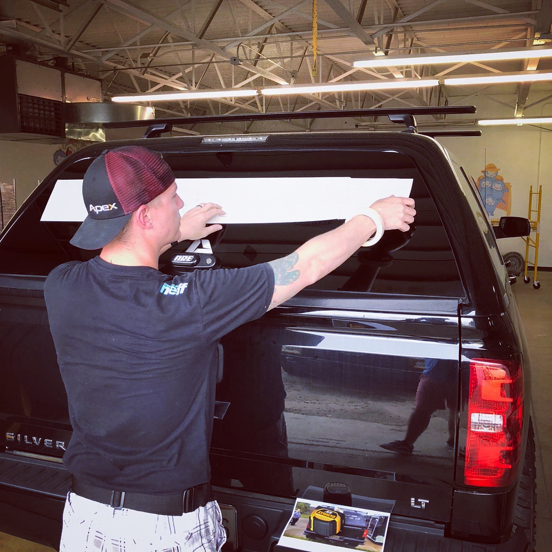 Cut Vinyl Decal Installation on Chevy Silverado by Volant Performance