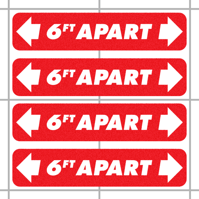 6ft Apart Social Distancing Floor Decals (4 Pack)