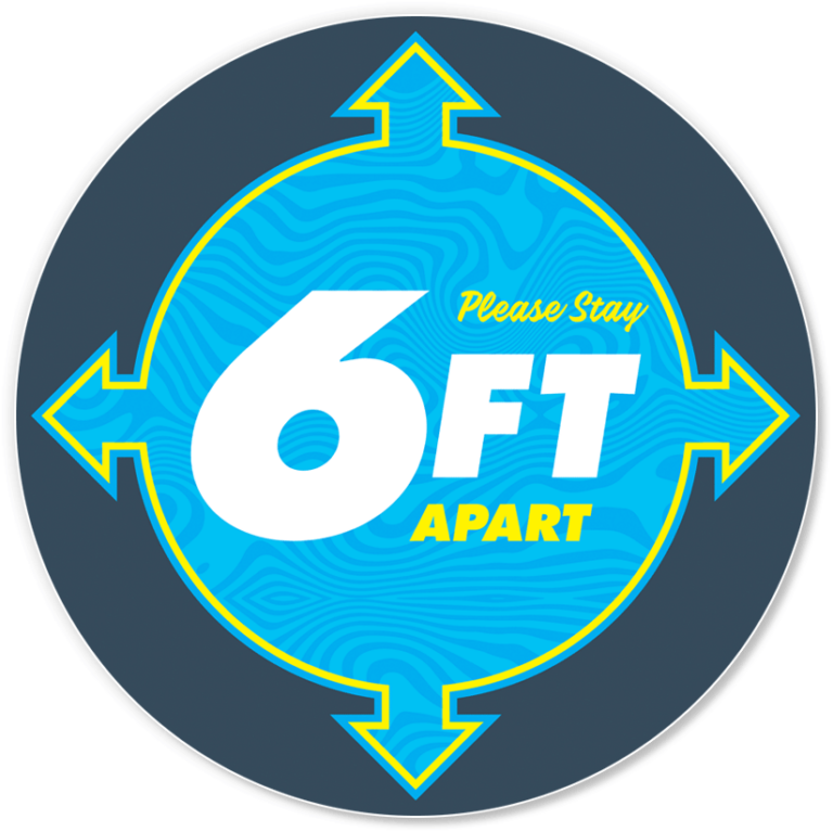 6ft Apart Social Distancing Sign - Weatherproof Vinyl Sticker