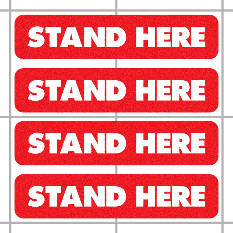 Stand Here Social Distancing Floor Decals (4 Pack)