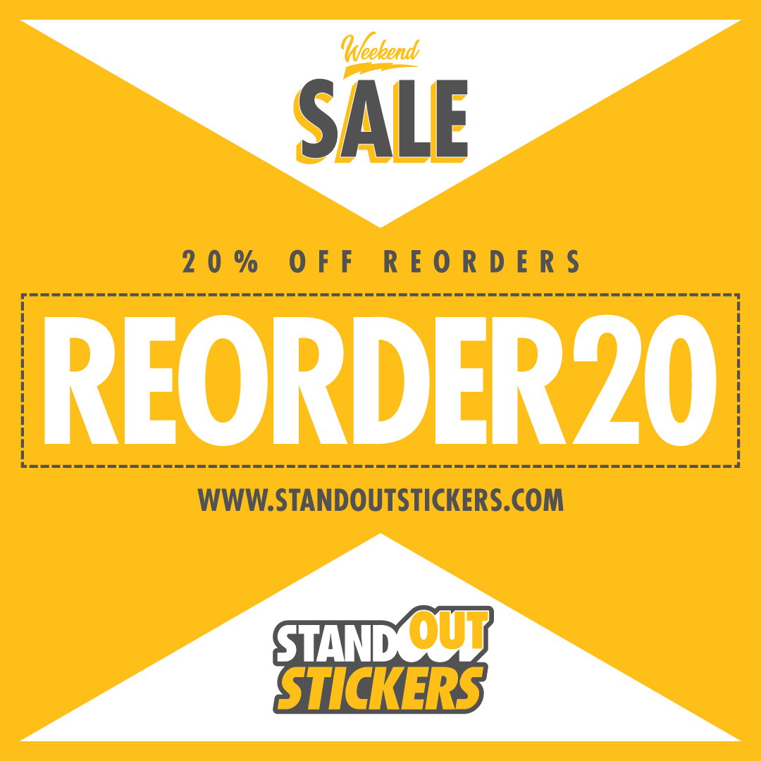 20% off reorders - custom stickers sale