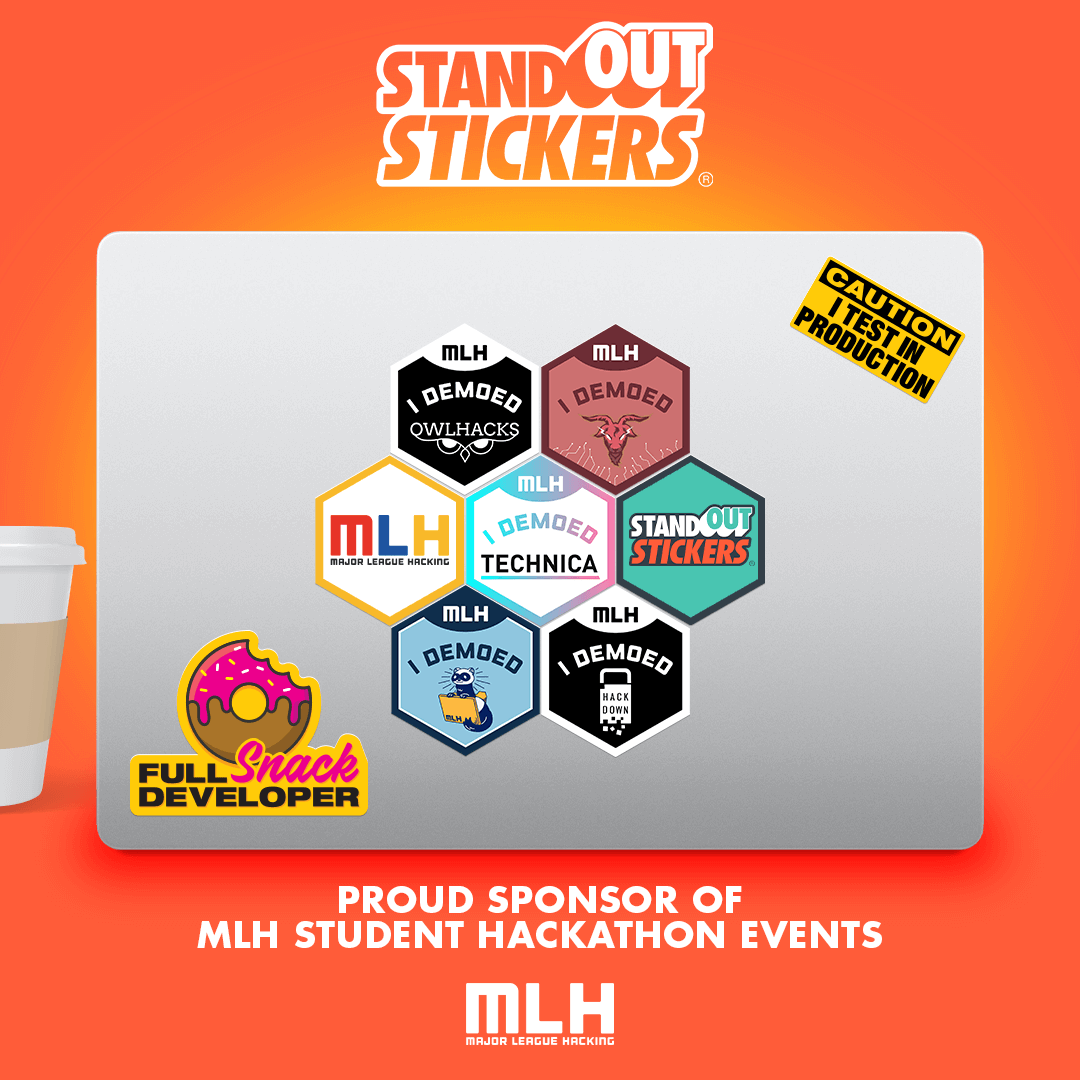 StandOut Stickers is proud to print Laptop Stickers for Major League Hacking Student Hackathon Events