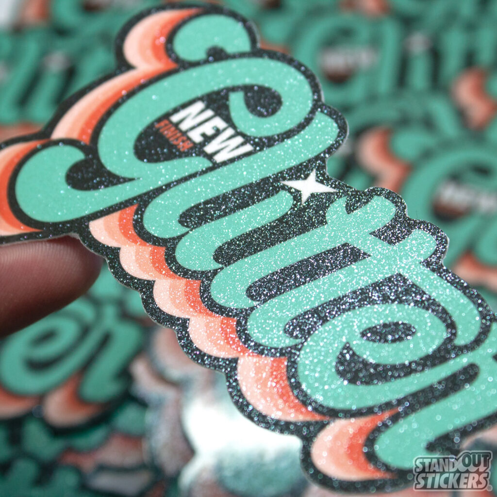 Full color stickers with glitter finish
