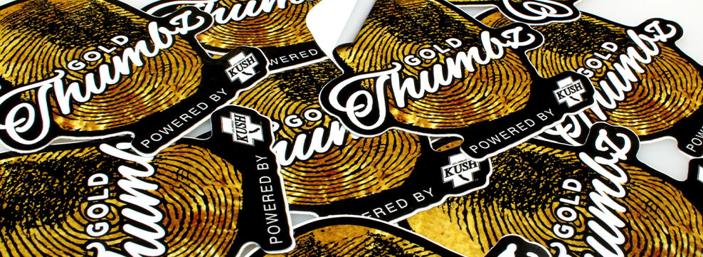Gold Thumbz Die Cut Full Color Stickers