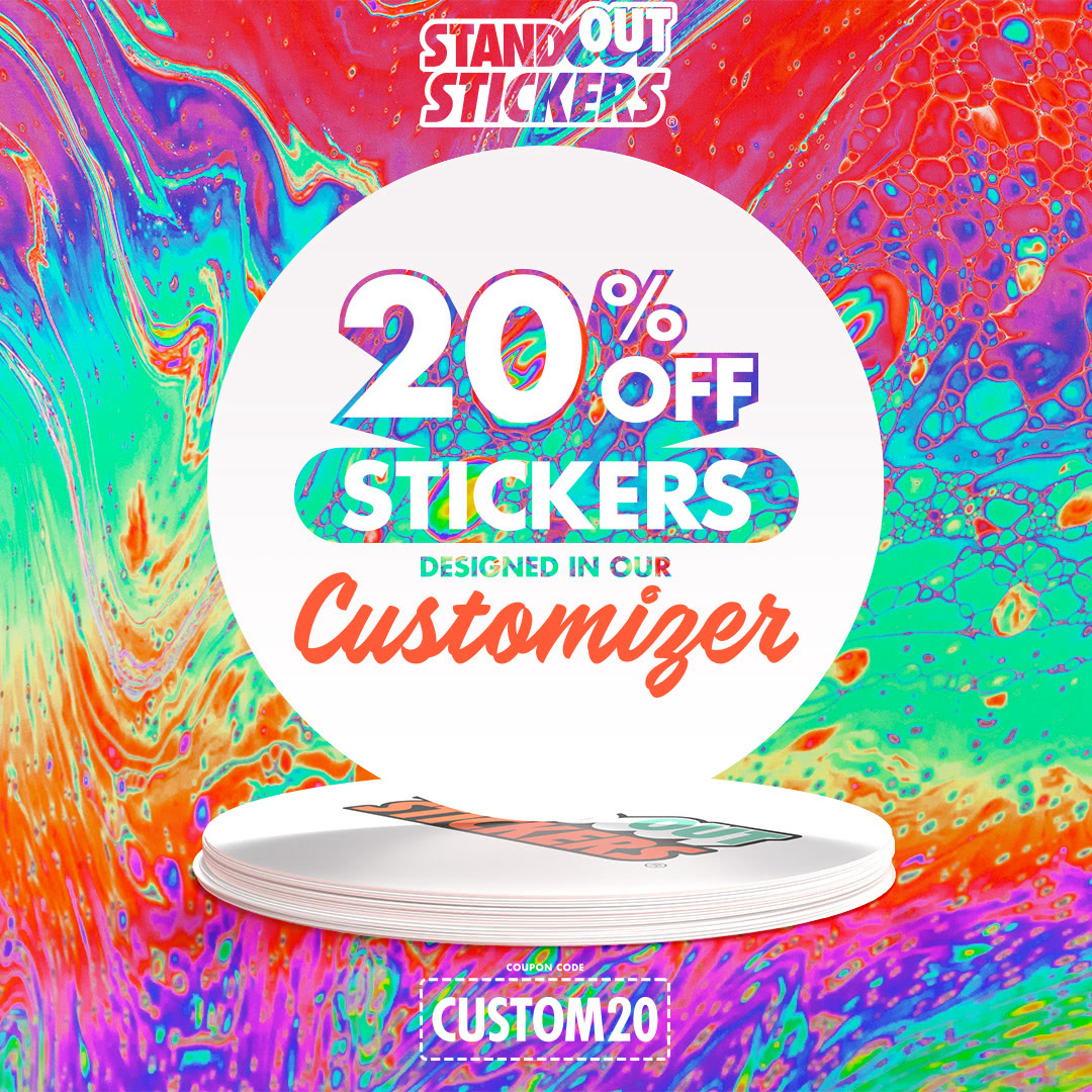 20% OFF Custom Stickers designed online in our free online tool!