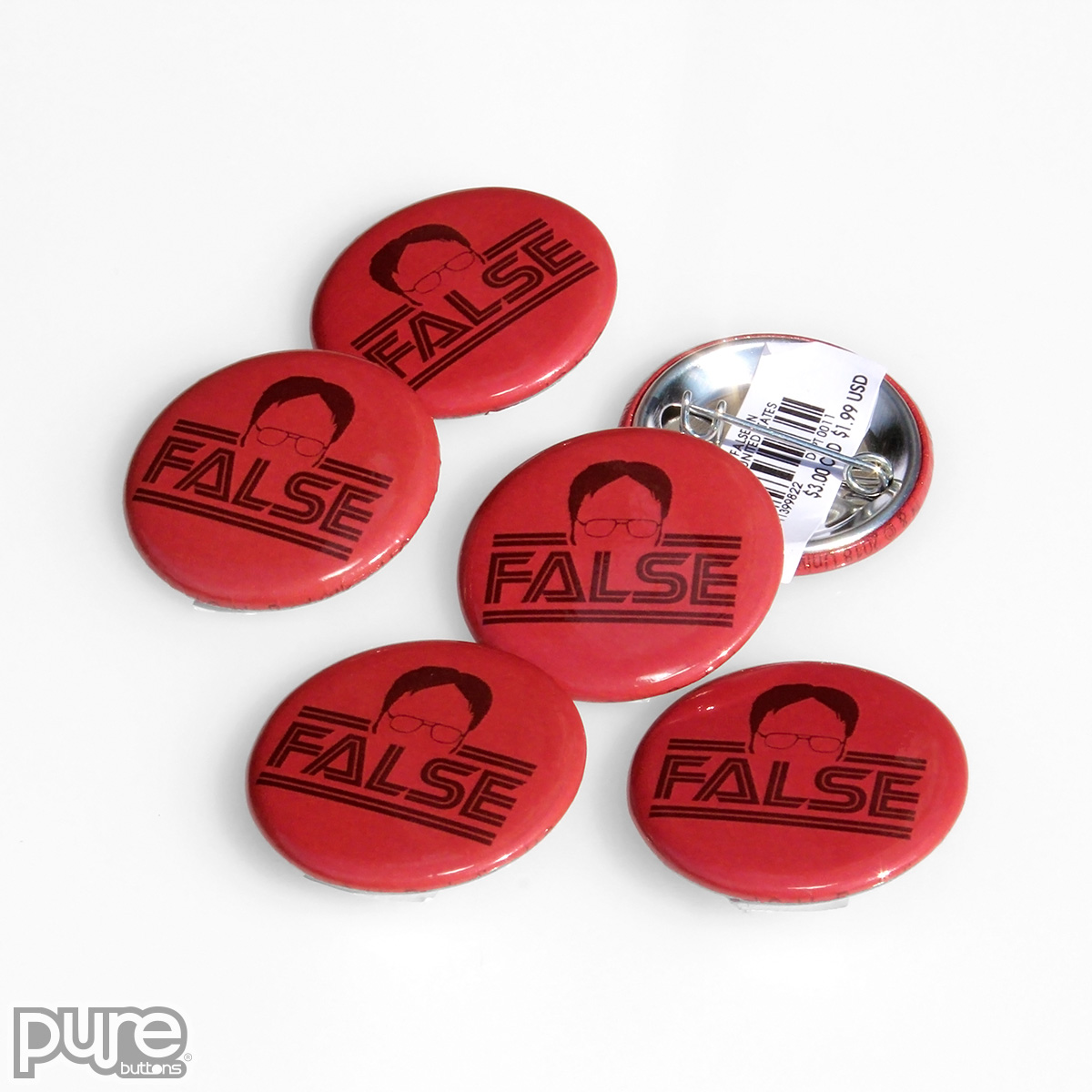 The Office NBC Official Merchandise Dwight FALSE Custom Buttons