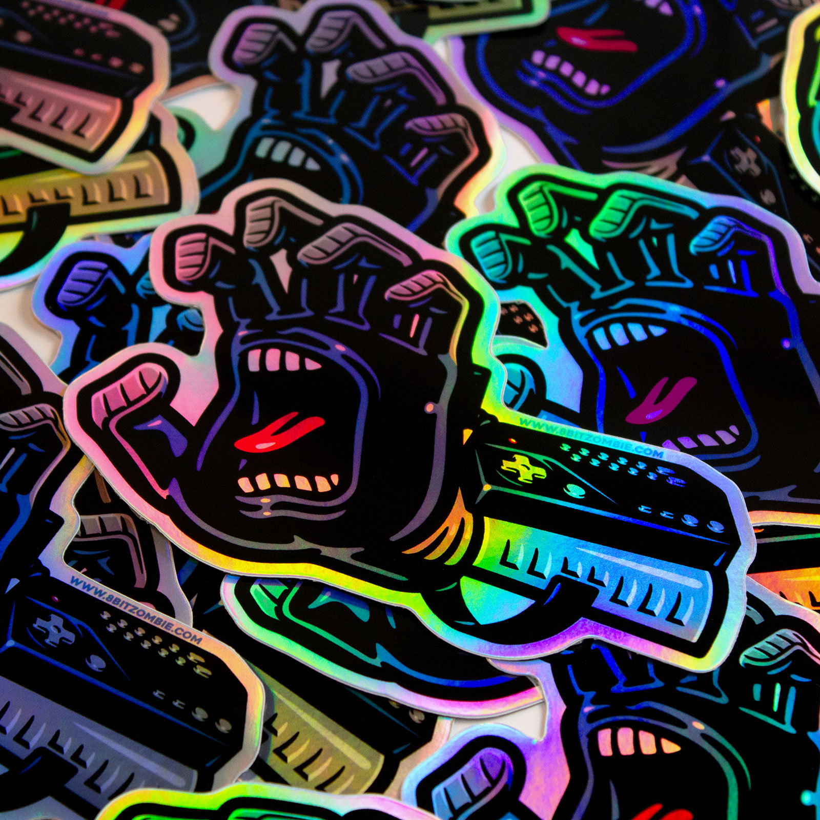 8-Bit Zombie Die Cut Holographic Stickers