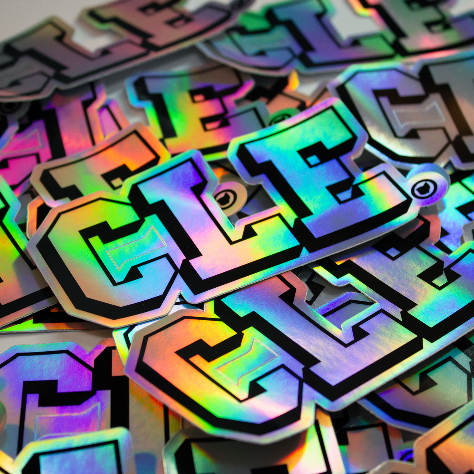 CLE Clothing Co Custom Holographic Stickers with Kiss Cut