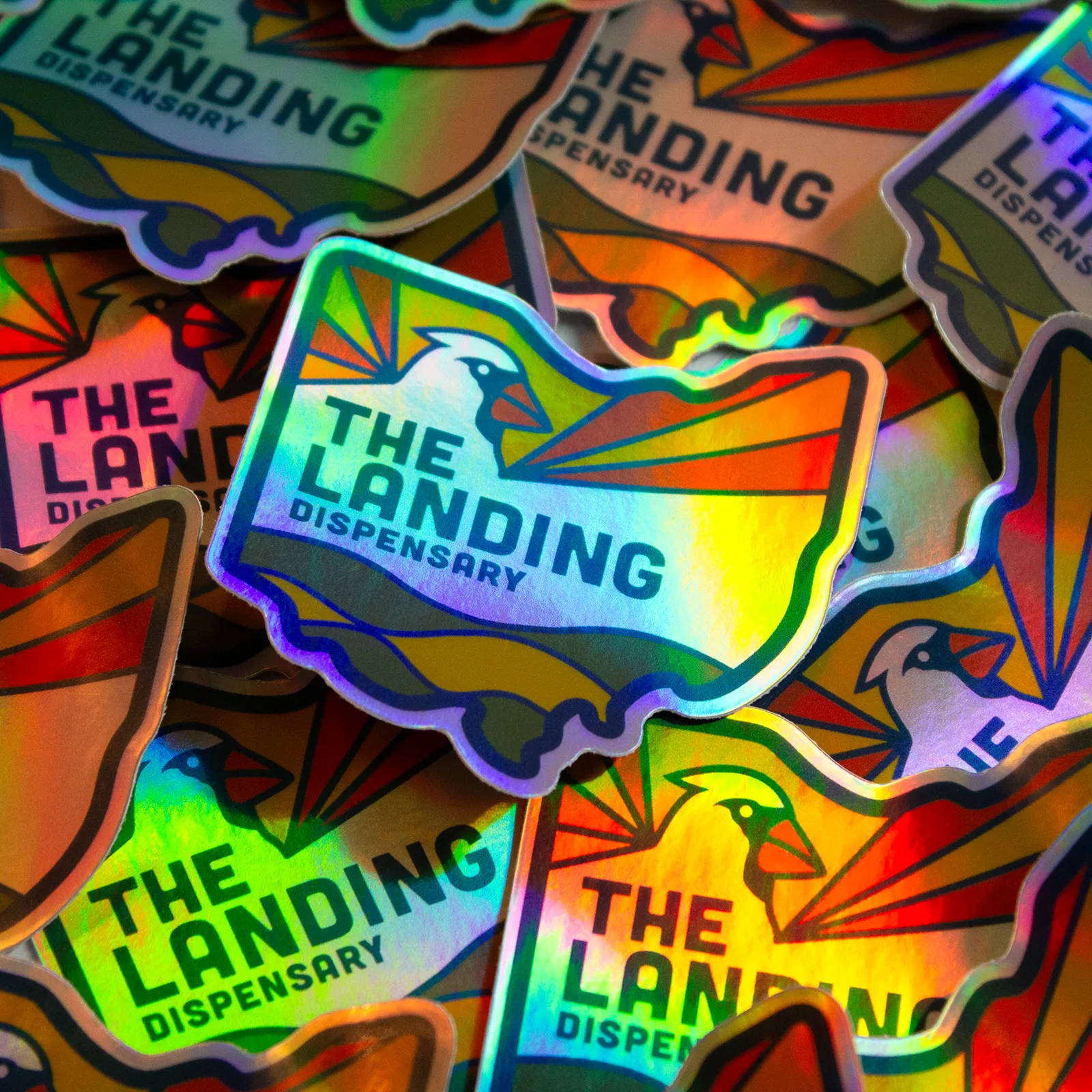 The Landing Dispensary Die Cut Holographic Stickers